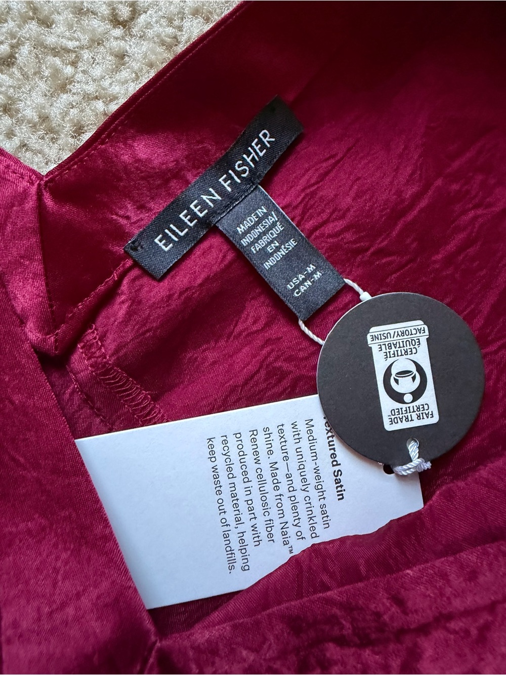 Eileen Fisher Ruby Textured Satin Slip Dress Sz M Occasion Feminine NWT - Picture 10 of 10